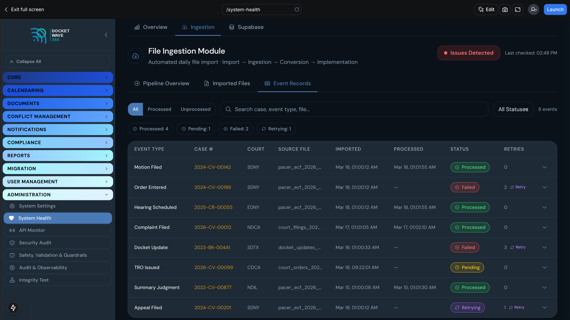 DocketWave 360 — Full-Circle Legal Docketing Platform