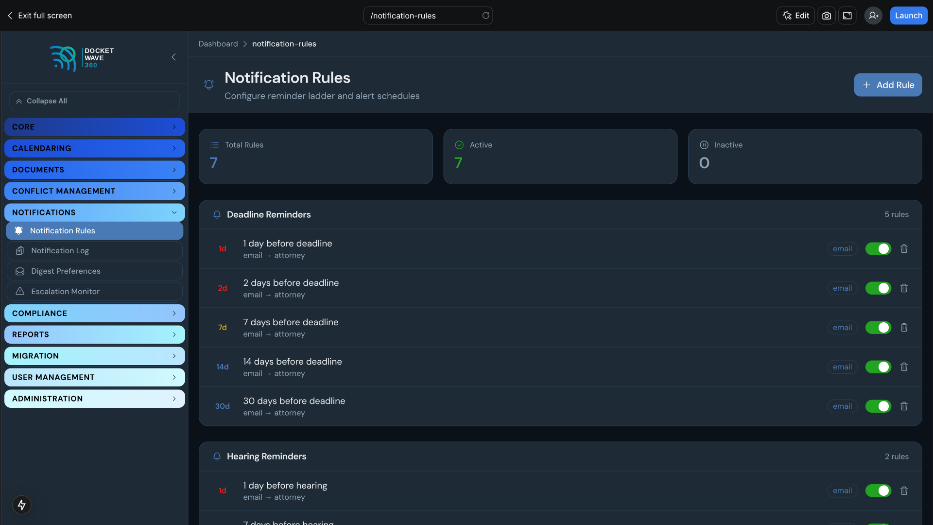 DocketWave 360 — Full-Circle Legal Docketing Platform